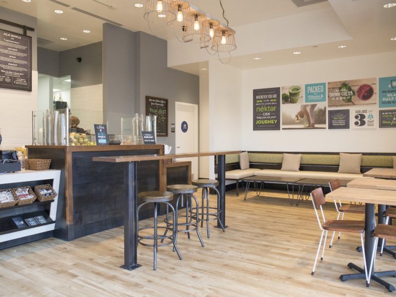 Interior of Nekter Juice Bar, built by Platinum X Construction