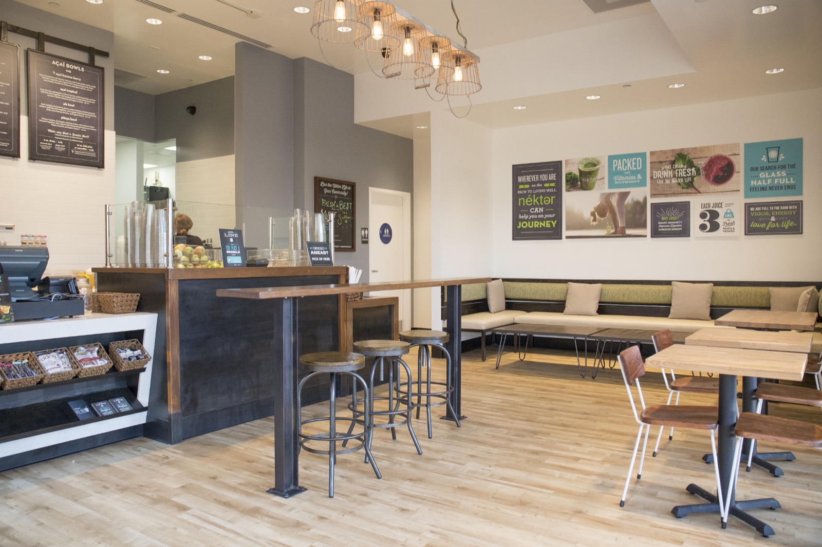 Interior of Nekter Juice Bar, built by Platinum X Construction